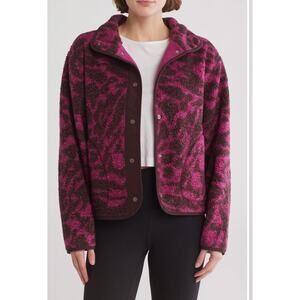 Z by Zella Faux Shearling Print Hybrid Jacket Burgundy Abstract Spots Sz XL NWT